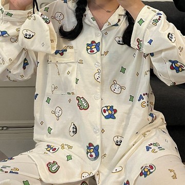 睡衣 可外穿 家居服  寬鬆睡衣 卡通睡衣  休閒睡衣 性感睡衣 休閒懶人睡衣 長袖長褲 兩件套 睡衣套裝