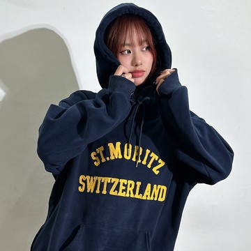 撞色英文字長板連帽T-藍【KT224710】