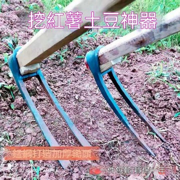 甄選好物🛒全鋼長把二齒鋤頭兩用挖土開荒種菜農用種地兩齒挖紅薯挖地瓜神器