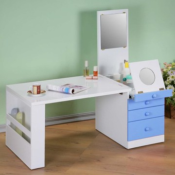 《C&B》第二代折疊和室掀鏡化妝書桌-粉藍