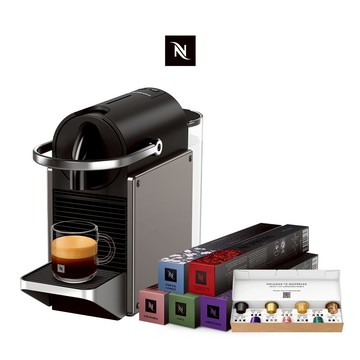 【Nespresso】膠囊咖啡機 Pixie(三色任選) & 訂製時光咖啡50顆膠囊組 (贈咖啡組)