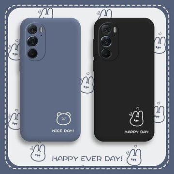 簡筆畫小熊摩托羅拉X30手機殼motoedges30防摔全包鏡頭eagex30液態硅膠新款手機套個性創意男女可愛外殼簡約