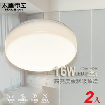 【太星電工】LED高亮度蛋糕吸頂燈16W/(白光/自然光/黃光) WHB916