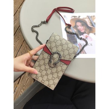 2023新款百搭豎款真皮手機包女斜挎包鏈條迷你裝手機袋的小包包潮