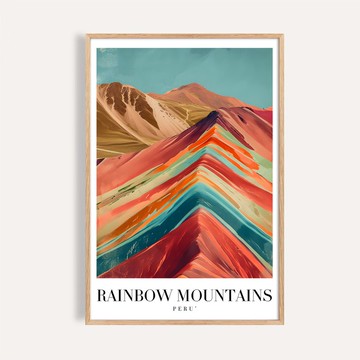 祕魯彩虹山 Rainbow Mountains of Peru / 自然景觀插畫海報 掛畫