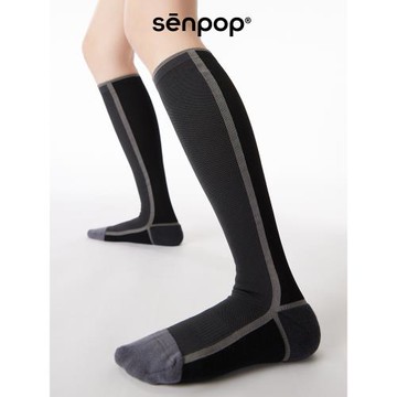 上森灰色壓力小腿襪運動騎行襪女彈力襪登山壓縮襪跑步健身網球襪