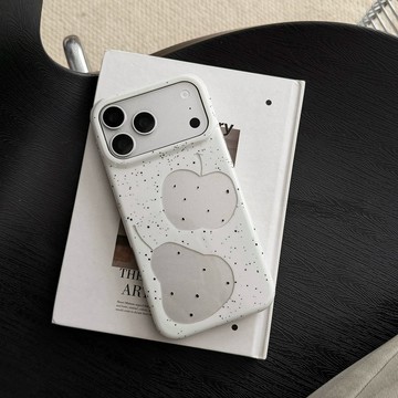 小衆ins奶白潑墨雙層銀色雪梨蘋果適用防摔手機殼 iphone17手機殼 16 15保護殼 簡約設計