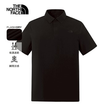 The North Face北面男款黑色吸濕排汗短袖POLO衫｜8BYNJK3