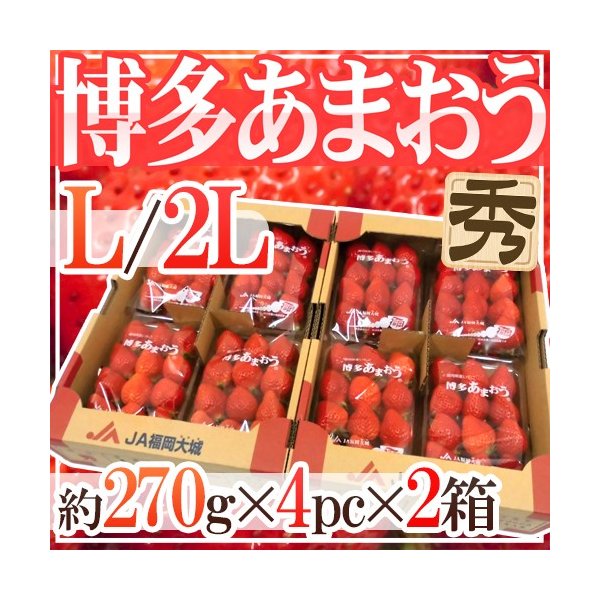 福岡産いちご ”博多あまおう” 秀品 L 2Lサイズ 約270g×4パック×《2箱》 送料無料