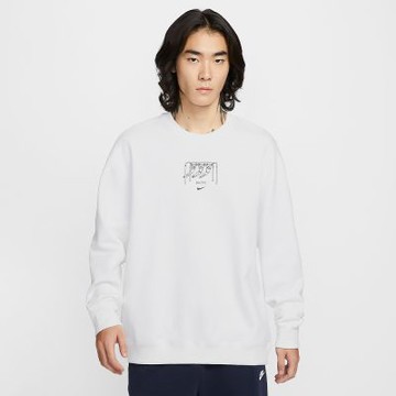 NIKE 長袖上衣 男 大學T 毛圈 寬鬆版型 AS M NSW GFX FLEECE FT GCEL 白 IO2731-100