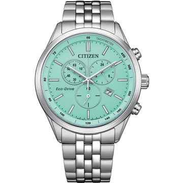 CITIZEN Blue Glow Night 藍月 聖誕節推薦 限量 光動能三眼計時夜光手錶 開學新裝備-42mm AT2570-56M