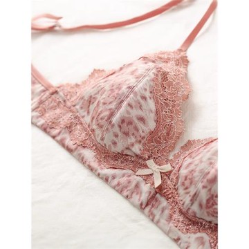 內衣女夏季薄款bra女性感法式超薄豹紋胸罩無鋼圈文胸小胸三角杯