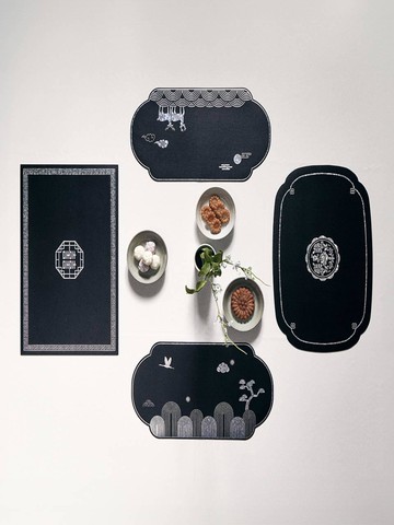 Traditional Mother-of-Pearl Pattern Leather 2-Piece Table Mat Gift Set