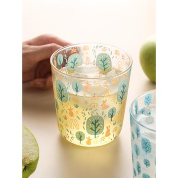 藍蓮花家居夏天水杯網紅杯子女辦公室日式一人飲玻璃綠茶杯專用小