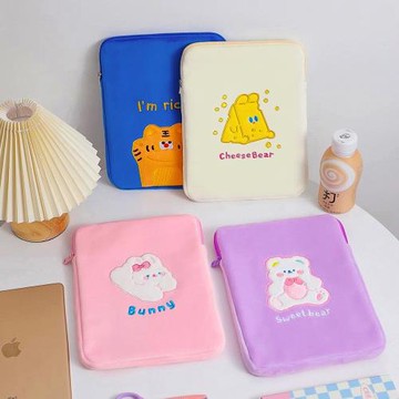 新品新款卡通毛絨平板包少女可愛小老虎ipad平板收納包11寸內膽包