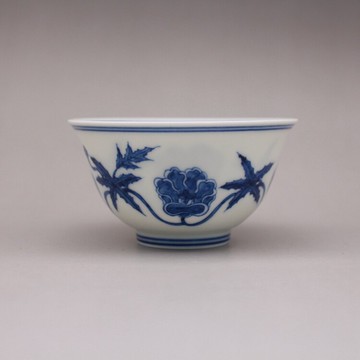 大明成化年制青花卉紋茶杯 茶碗 古董古玩陶瓷器仿古老貨收藏品