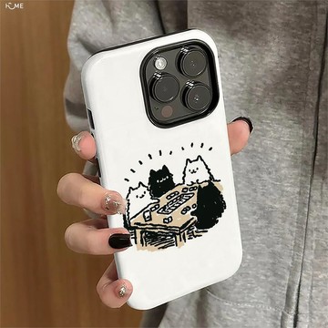 麻將貓咪適用iPhone16/15ProMax蘋果手機殼14菲林13二合一17/12硬