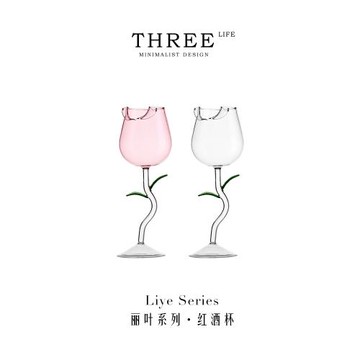 Tlife·LiYe·酒具ins創意玫瑰花高顏值葡萄酒高腳杯紅酒杯 |麗葉