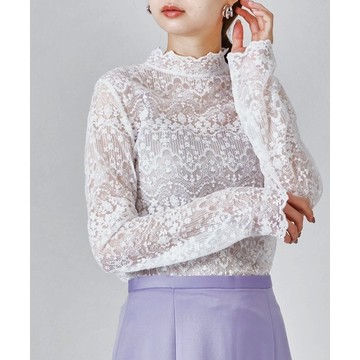 全蕾絲高領透明襯衫 (AC1344)