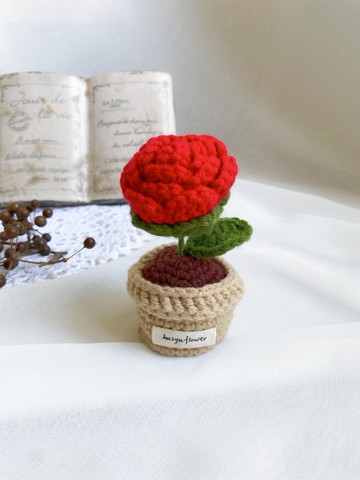 【好日手作】屬於你的小王子手工鉤針編織盆栽玫瑰花禮物擺飾