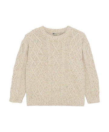 菱格麻花米色長袖針織上衣86cm