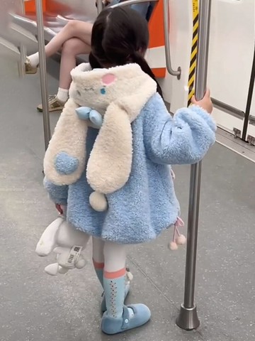 女童加絨外套秋冬裝2024新款兒童玉桂狗冬裝女孩冬季羊羔絨毛毛衣