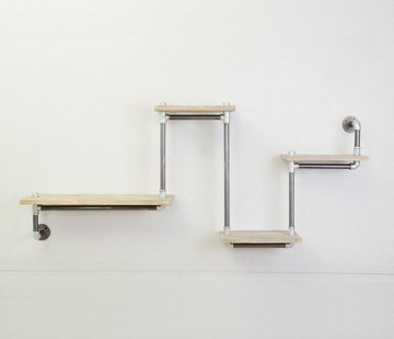 工業風多功能水管層架_黑鐵原色A樣式