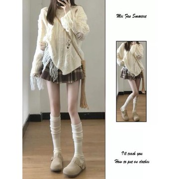 甜辣破洞鏤空針織衫女秋季新款辣妹設計感小眾慵懶風罩衫毛衣上衣