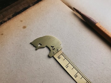 【臍加厝】文具系列│手工黃銅動物書籤尺│貓