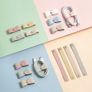 『ekax』皮革壓扣整線器組 多款任選 / 收線器 / 捲線器 / 集線器