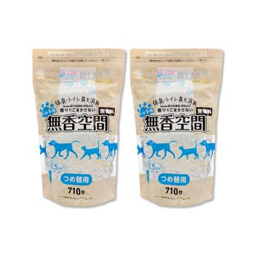 (2袋超值組)日本小林製藥-寵物專用無香空間室內空氣清新消臭珠除臭劑補充包710g/袋(Kobayashi居家放置型去味,寵物籠貓砂盆淨味晶球,分解毛孩體味尿騷便臭)
