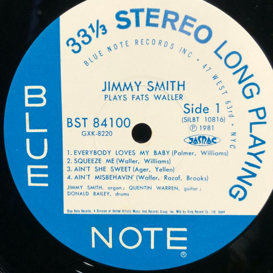 Jimmy Smith   Plays Fats Waller LP BLUE NOTE・KING RECORD