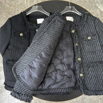 冬裝內膽白鴨絨小香風羽絨服寬松顯瘦保暖單排扣中長款外套新品