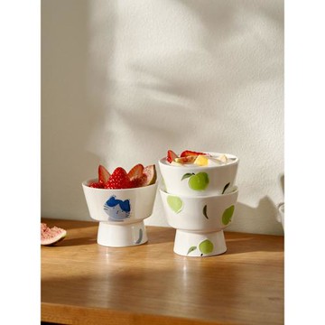 肆月冰淇淋高腳碗家用精致水果甜品碗陶瓷小碗單個高顏值可愛餐具