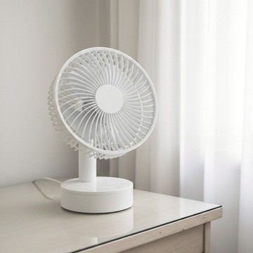 復古風90°搖頭桌面USB風扇_6吋 USB桌扇 白色