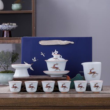 影青瓷全套茶具泡茶公道杯分茶器加厚羊脂玉過濾器裝茶水可刻印圖