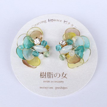 耳語花耳環綠色