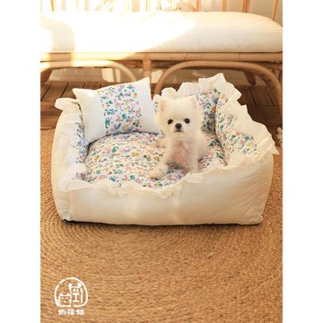 ins軟糯風貓窩四季通用冰墊窩墊可拆洗狗床貓床寵物床夏季寵物窩