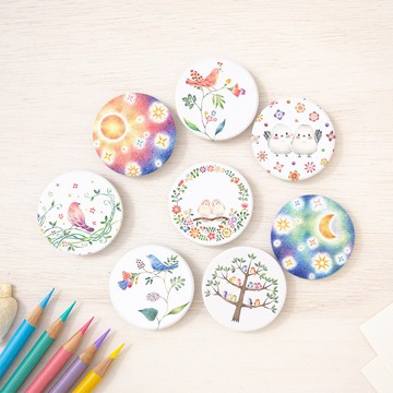 一組兩件。共八款圖案。徽章 花鳥、日月 BB-R44 S2