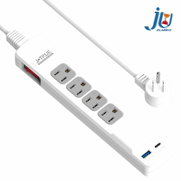 鉅玉經典｜USB智慧充電一開四插延長線6尺(180公分) JY-3141U-6
