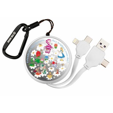 迪士尼 愛麗絲夢遊仙境PD快充多合一伸縮鏡面充電線 便攜可伸縮式