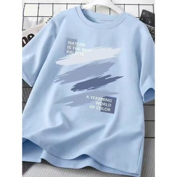 大碼圓領寬松短袖T恤男2025夏季新款潮流印花休閑體恤男款ins上衣