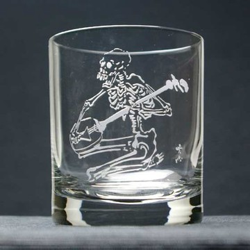 客製化禮品 彈三味線的骸骨 透明威士忌杯 蕨硝子 河鍋曉齋系列