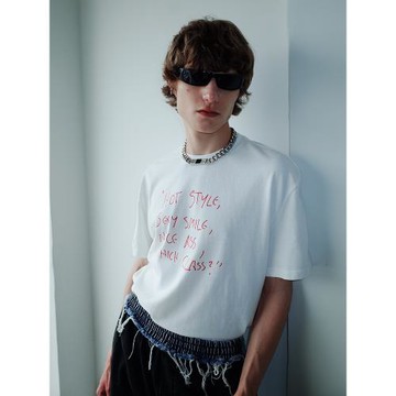 LEONSENSE力上司 標語slogan趣味印花短袖T恤磨毛寬松版型情侶裝