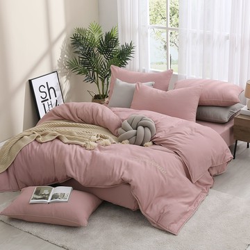 (單人/雙人/加大) / 輕美學抗菌吸濕排汗天絲兩用被床包組 / 胭脂粉 / DON