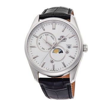 ORIENT 錶 SUN&MOON系列 日月相錶 皮帶款 白面 RA-AK0310S - 41.5mm
