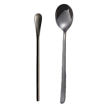 瑞典廚房 304不鏽鋼咖啡勺/湯匙/攪拌勺/攪拌匙2件組 13cm + 17cm  1組  黑色
