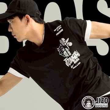 地藏小王 BLUE WAY – 半臉骷髏文字編排短TEE(黑)