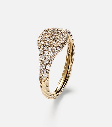 David Yurman Petite Pavé 18kt gold pinky ring with diamonds