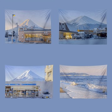【蜜糖小姐の小店】小武拉莫 富士山下背景布ins卧室装饰墙布房间宿舍布置挂布直播布